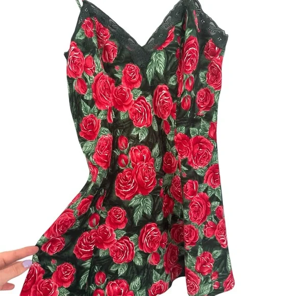 🌹Victoria’s Secret Gold Label Vintage 90’s Rose Satin Slip Mini Dress Small - Picture 4 of 6